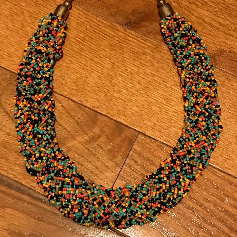 Boho statement beaded necklace
